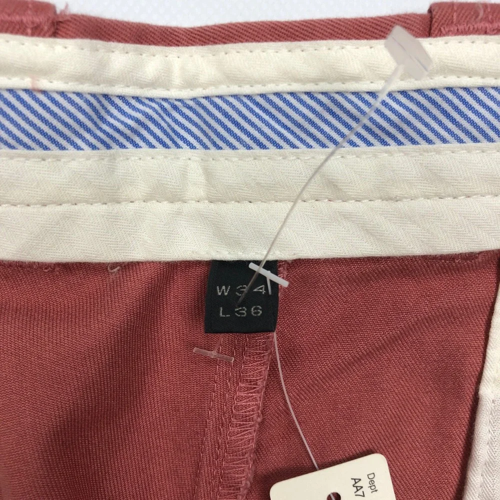 J Crew 1040 Athletic Tapered Stretch Chino Pant Men 34x36 Nantucket Red Pink NEW
